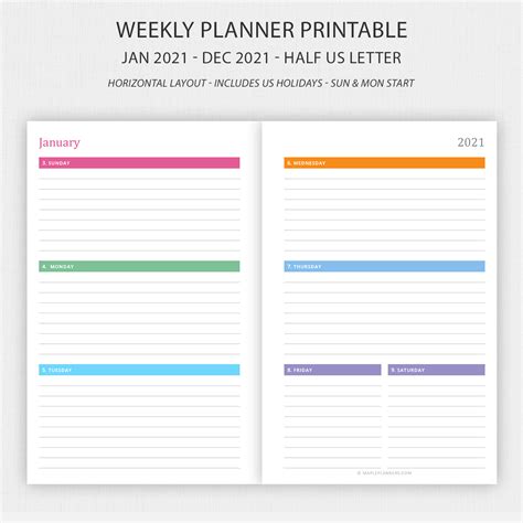 Twelve months of cute 2021 printable calendar templates. 2021 Weekly Planner Printable