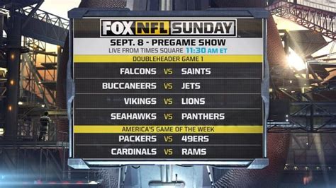 Fox Nfl Sunday Promo Line Up Graphic Sports Design 49ers Vs Packers
