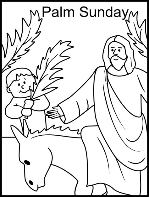 Printable Happy Easter Jesus Arrives On Palm Sunday Coloring Pages