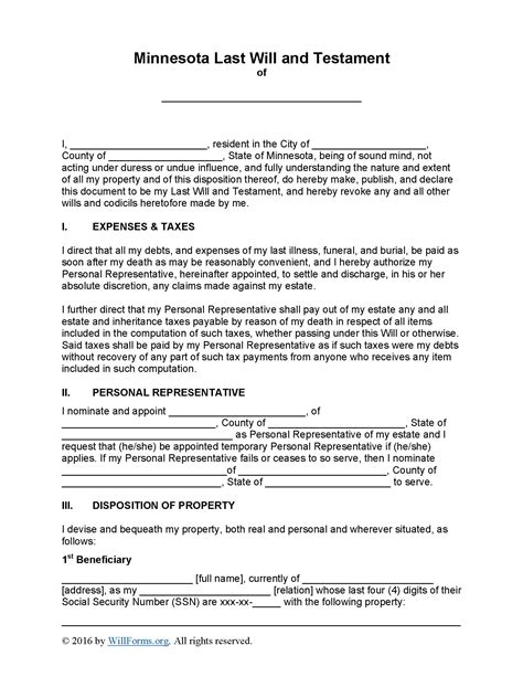 Last will and testament sample with guidance notes. Minnesota Last Will and Testament Form - Will Forms : Will Forms