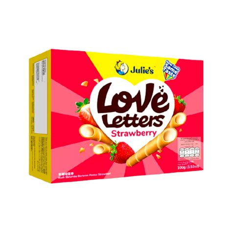 Julies Love Letters Strawberry Wafer Roll 100g Shopifull