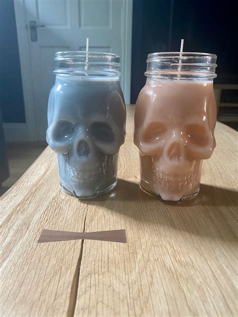 Large Skull Glass Jar Candle Hand Made Unique T Etsy