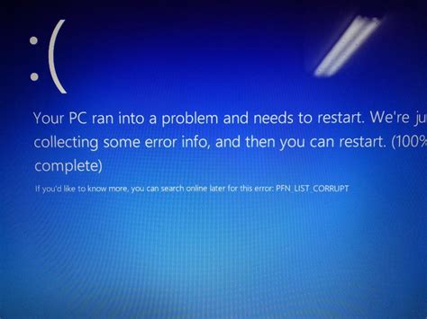 You can typically keep your mouse and keyboard plugged into your computer, especially if they came wait for your computer to restart. Wat doet "PFN List Corrupt" Blue Screen Error Mean?