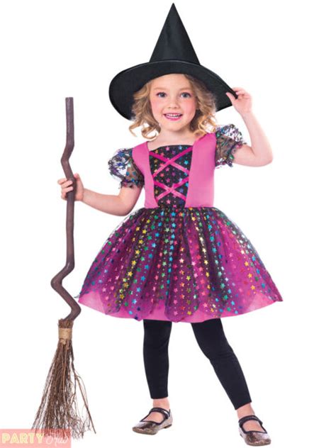 Girls Halloween Rainbow Witch Costume Toddler Fancy Dress Outfit Party