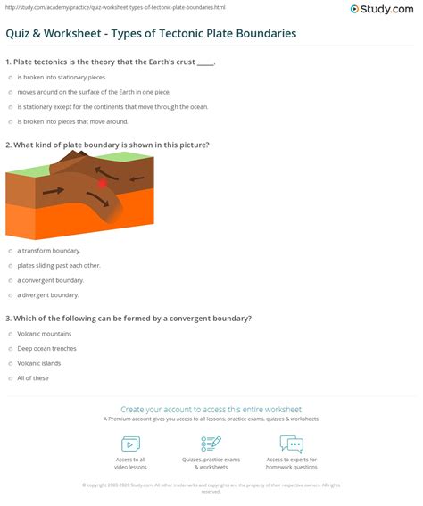Plate tectonics worksheet with answers. Quiz & Worksheet - Types of Tectonic Plate Boundaries | Study.com