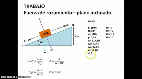 Trabajo De Una Fuerza En Plano Inclinado Youtube