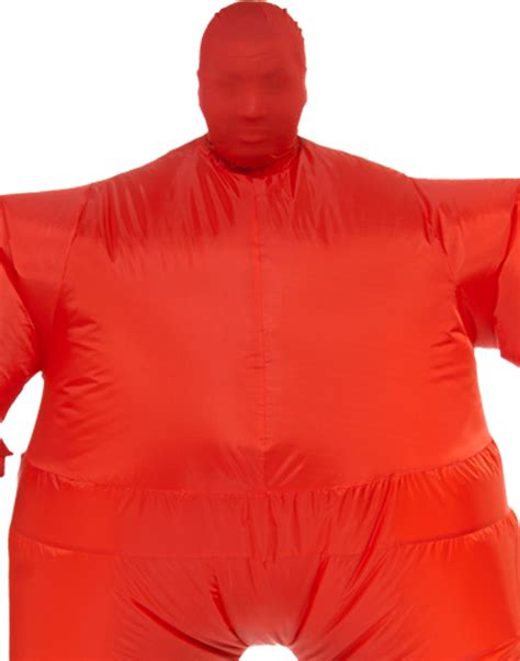 Inflatable Red Blow Up Fat Suit Funny Adult Mens Sumo Halloween Costume