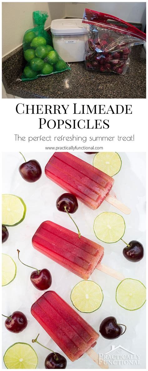 Cherry Limeade Popsicles Recipe Homemade Popsicles Frozen Fruit Snacks