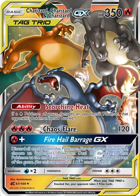 Charizard Charizard And Charizard Gx Tag Team Custom Pokemon Card