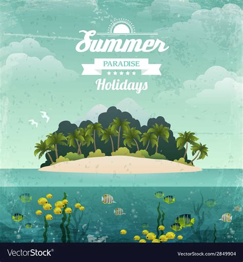 Tropical Island Vintage Poster Royalty Free Vector Image