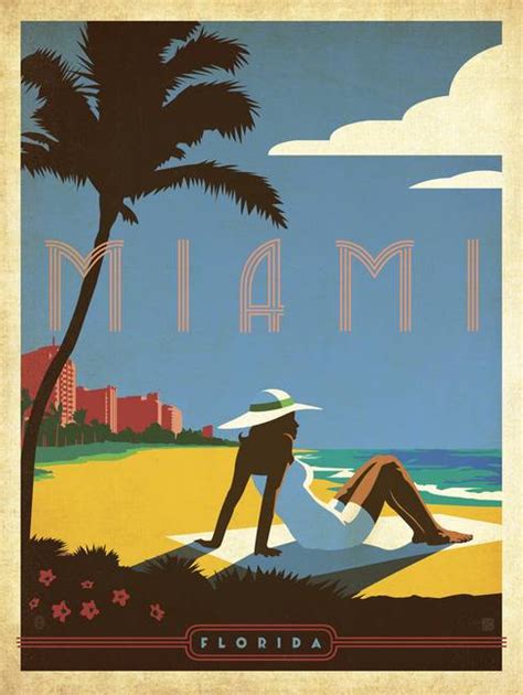 miami florida retro travel poster by art licensing american travel posters retro travel