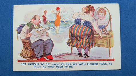 Vintage Comic Postcard 1924 Corset Girdle Bbw Fat Large Lady Man Theme