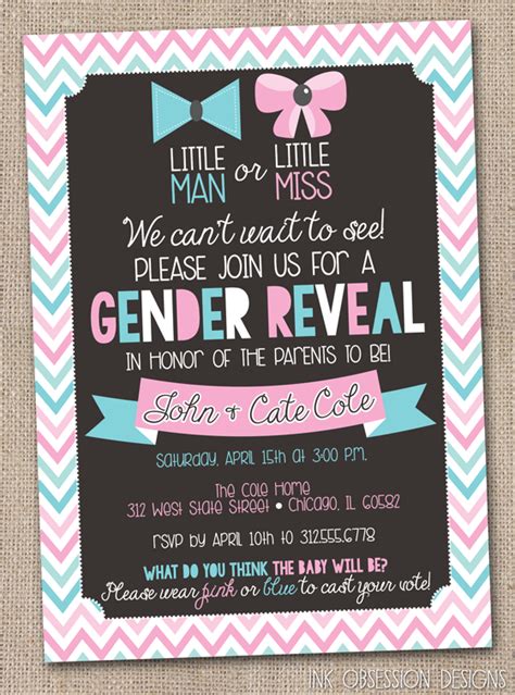 Ink Obsession Designs Gender Reveal Party Printable Invitations And More