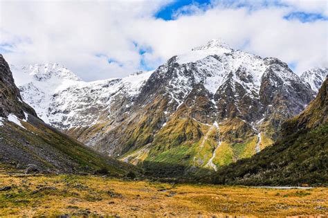 Snowy Mountains In The Milford Road New Zealand Stock Image Image Of