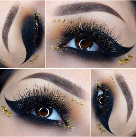 Gold and black smokey eye makeup: 10 Dramatic Wedding Makeup Ideas for Daring Brides | Gold eye makeup, Eye makeup, Rocker makeup