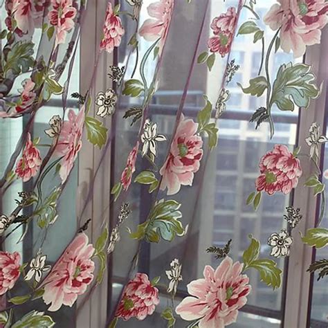 2018 High Quality Peony Door Window Room Curtain Transparent Stylish