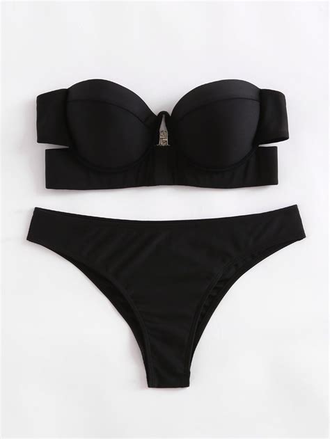Shop Underwire Bustier Bikini Set Online Shein Offers Underwire Bustier Bikini Set And More To