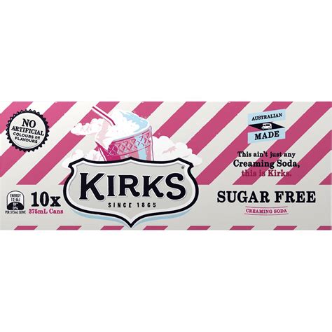 Australia's first sugar free, all natural tonic water! Kirks Creaming Soda Sugar Free Cans 10x375ml pack | Woolworths