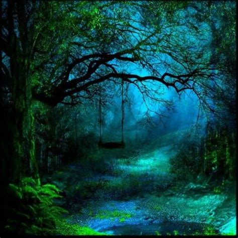 Soooo Beautiful Mystic Forestdark Blue Greenand A Stream Runs