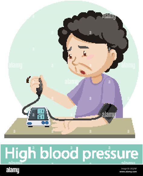 Cartoon Character With High Blood Pressure Symptoms Illustration Stock