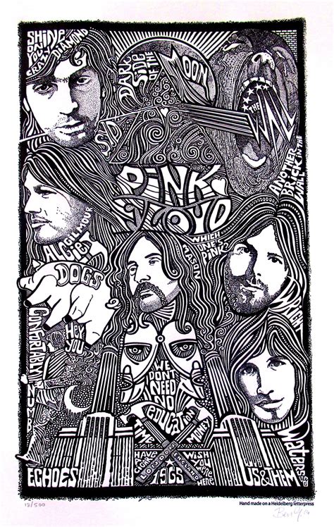 Pink Floyd Psychedelic Hand Signed Posterography Letterpress Art