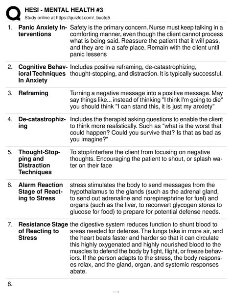 HESI - Mental Health #3 - Study online at quizlet/_buctq Panic Anxiety