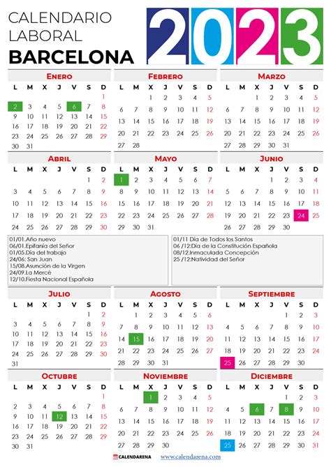 Calendario Laboral Barcelona 2023 Con Festivos Gambaran Themel