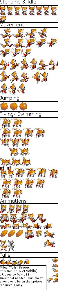 Sonic 2 Tails Sprite Sheet