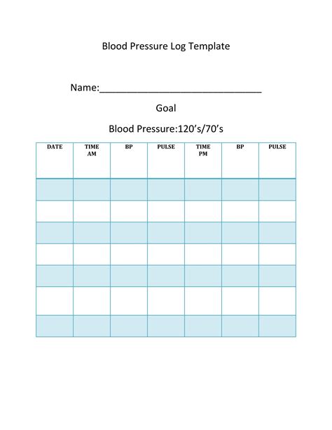 Blood Pressure Tracker Printable Mapplm