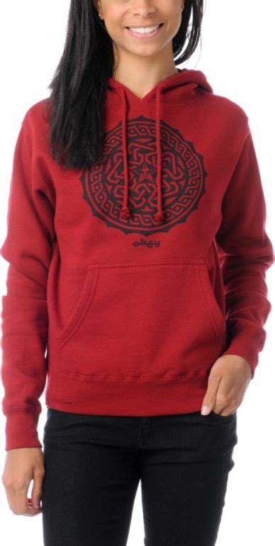 Obey Kalifa Garnet Red Pullover Hoodie Red Pullover Hoodie Zumiez