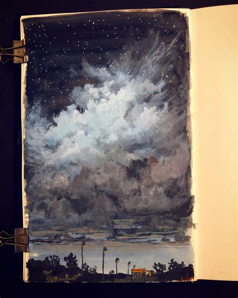 Storm Clouds At Night Ii Gouache