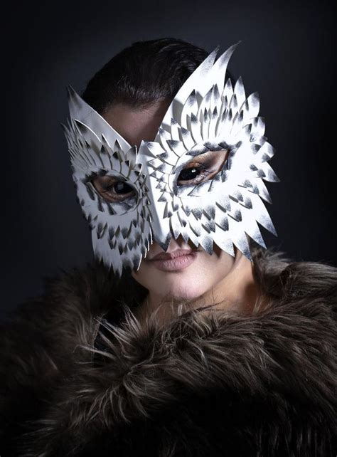 Snowy Owl Mask Masquerade Masks Women Owl Mask Leather Mask Bird
