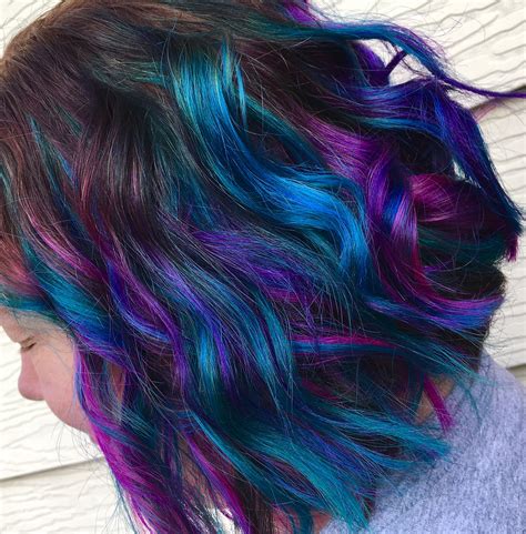 Pink Purple And Teal Balayage Highlights Hair And Makeup By Jaidyn