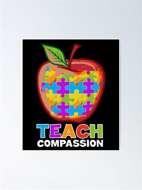 Autism Teach Compassion Apple Autistic Teacher T Poster For Sale