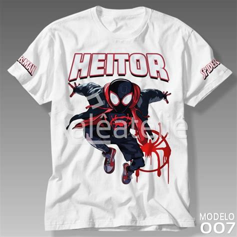 Camisa Camiseta Homem Aranha Miles Morales Traje Uniforme Elo7