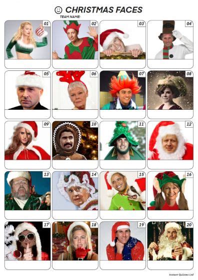 It is the right tool to examine in a laugh and academic manner. Christmas Faces Picture Quiz - 20 Famous Festive Faces to ...