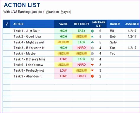11 Action Item List Template Excel Excel Templates Excel Templates
