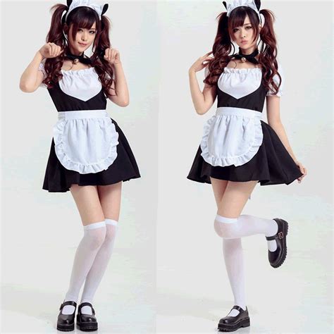 Cute Anime Cat Bell Maid Dress Claasic Cosplay Costume