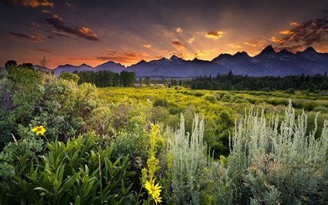 Sunset In Grand Teton National Park Hd Wallpaper For 2880x1800 Screens