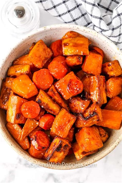 Roasted Sweet Potatoes And Carrots Spend With Pennies