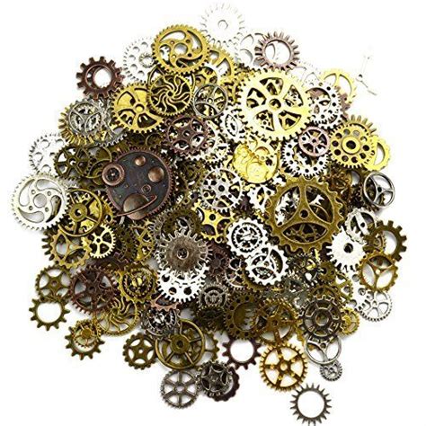 Aokbean 150 Gram Assorted Steampunk Gears Vintage Mixed Color Metal