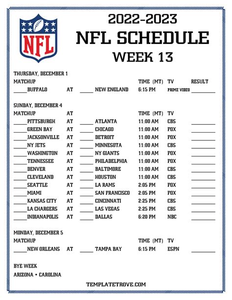 Nfl Week 13 Printable Schedule Tennessees Offensive Line Hasnt