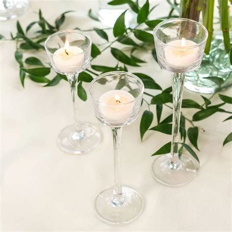 View Luminessence Long Stem Glass Tealight Candleholders Pedestal Candle Holder Candle