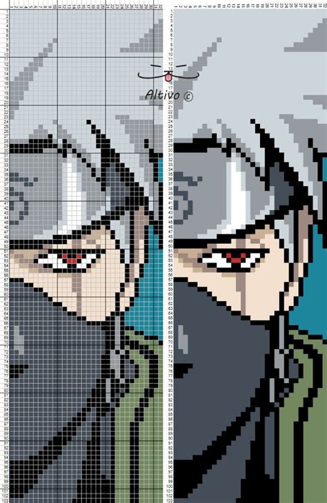 Kakashi Pixel Art Grid 2021