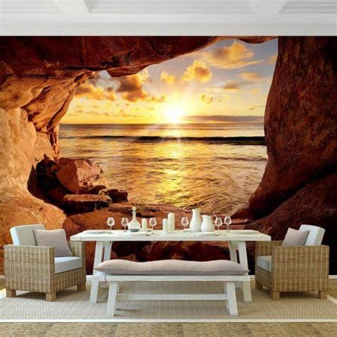 Egal ob abstrakte grafik mit futuristischer optik oder täuschend echte bilder aus natur, kunst oder city life. Vlies Fototapete Strand mit Sonnenuntergang ♥ dekodealz.de