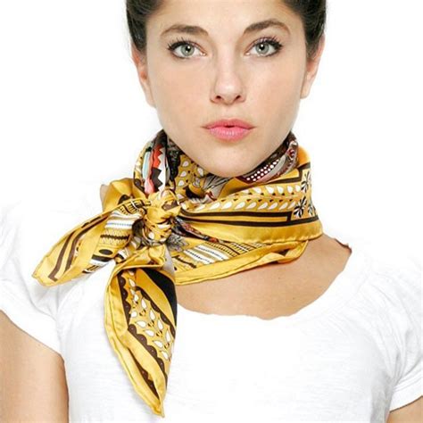 Silk Scarf Tied At Neck And Knotted At Side Silk Scarf Tying Silk
