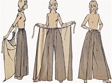Palazzo Pants With Skirt Overlay Pattern Vintage 1970s Etsy