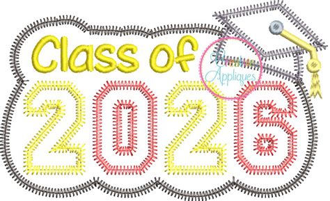 Class Of 2026 Zig Zag Appliqué 10 Sizes Products Swak Embroidery