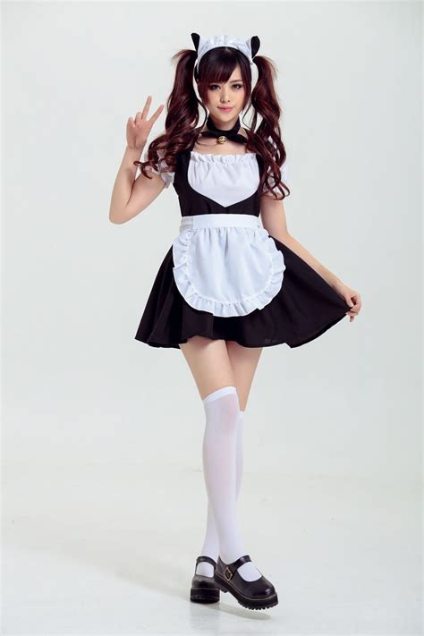 Cosplay Japanese Anime Clothing Lolita Black Cat Dress Cute Bell Maid Dress Anime Costumes