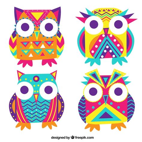 Free Vector Colorful Flat Owl Collection